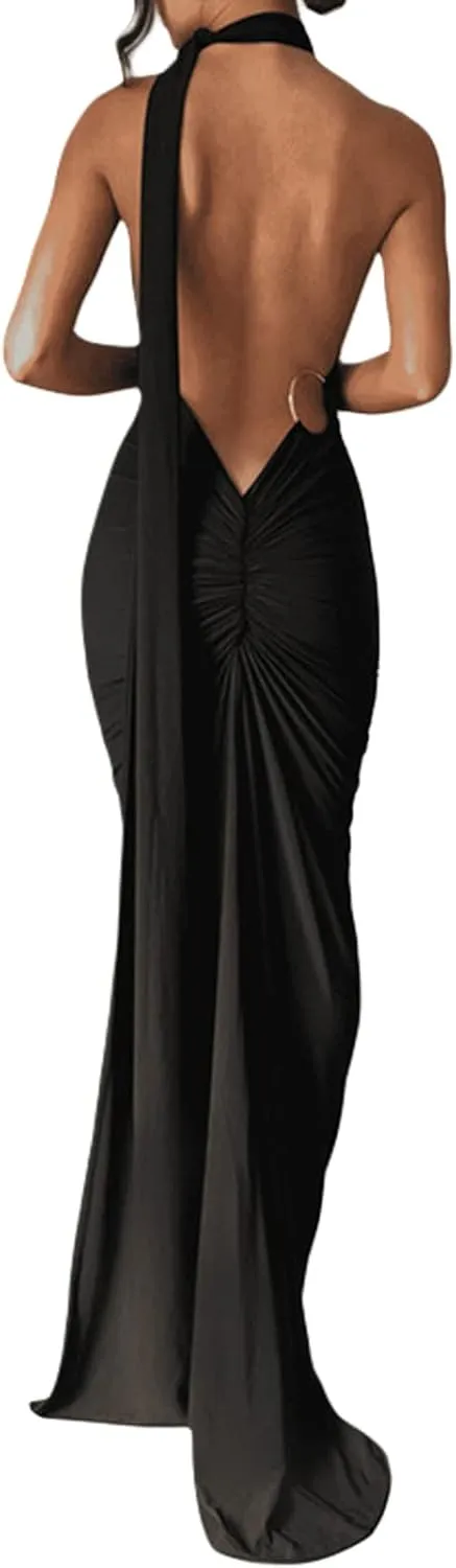 Women Floral Maxi Tube Dress with Scarf Y2k Strapless Sexy Backless Mesh Bodycon Long Dresses Cocktail Sundress