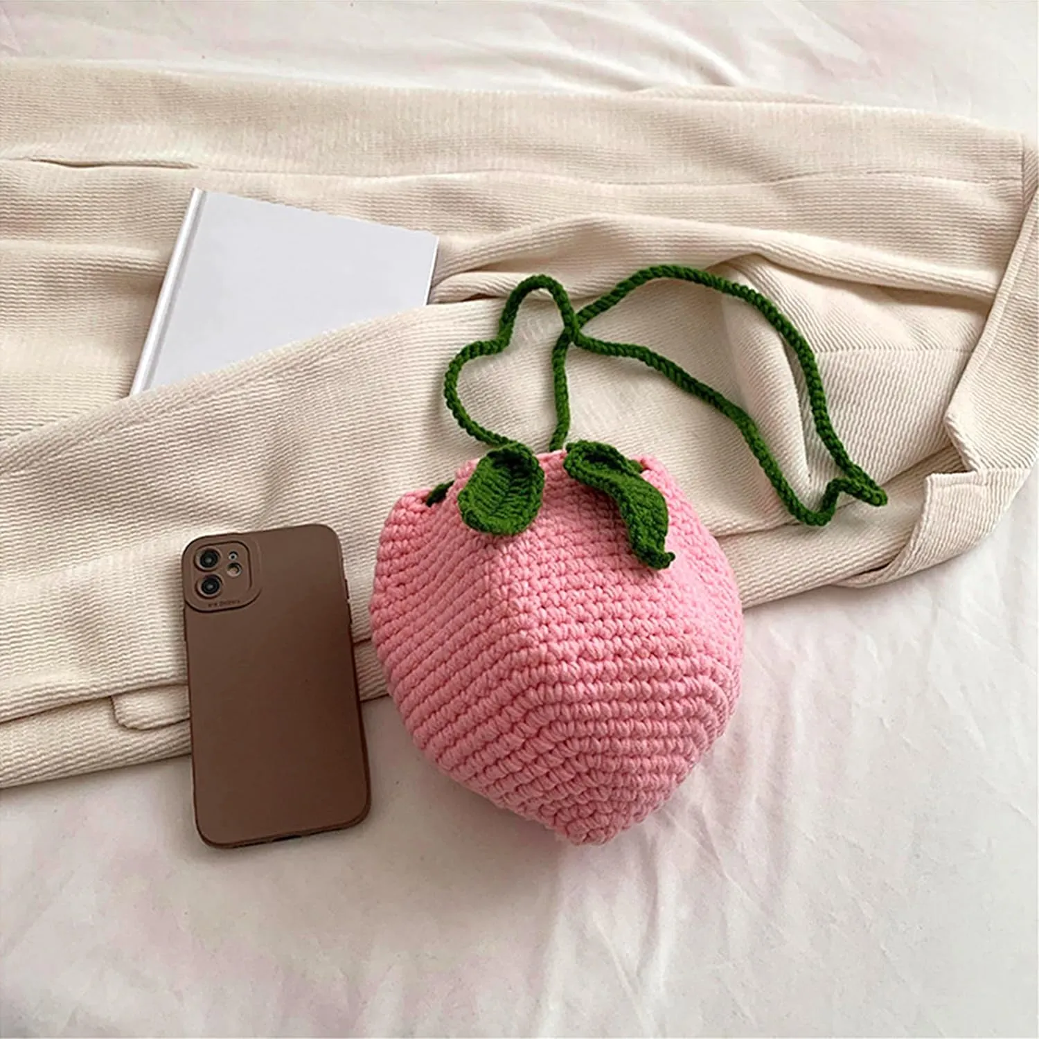 Women Girls Mini Fruit Knitting yarn Crochet Crossbody Shoulder Bag Coin Purse