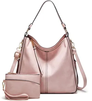 Women Handbags and Purse Sets Vegan Leather Tote Bags Fashion Hobo Bags Shoulder Bag Satchel Handbag Zip Wallet 2Pcs
