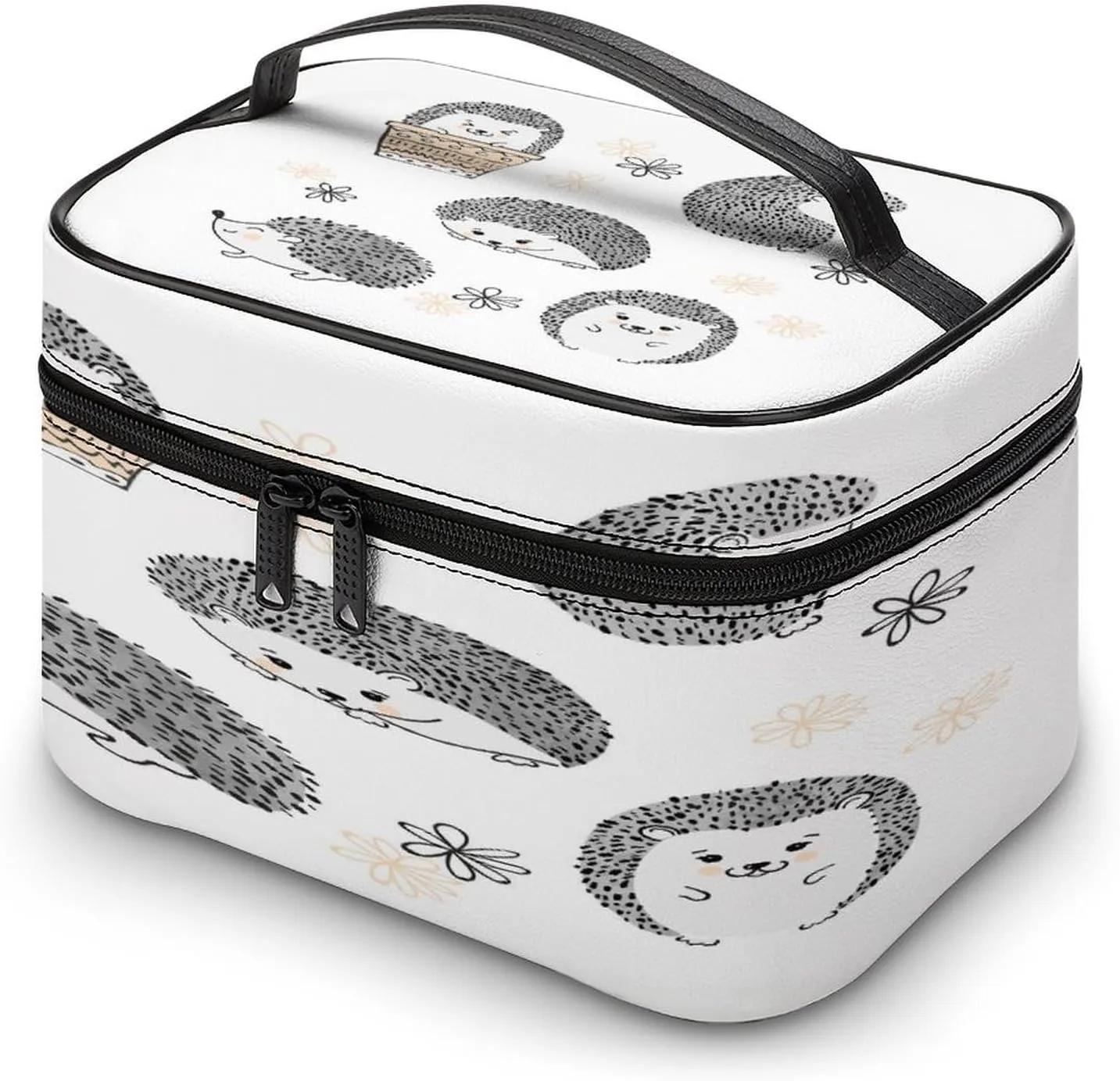Women Leather Cosmetic Bag, Zipper Makeup Case Purse Holder Pouch Handbag