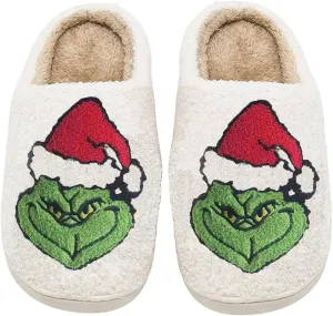 Women Men Cute Cartoon Christmas Slippers Winter Plush Funny Slippers Comfy Warm Furry House Shoes