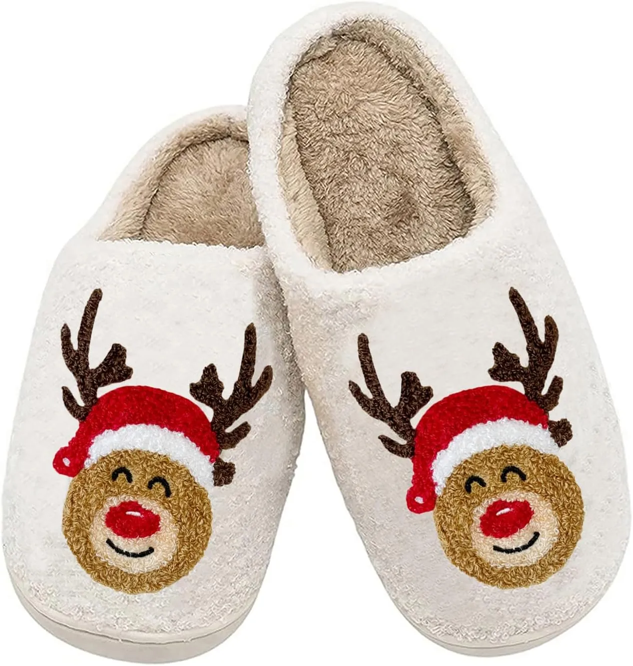 Women Men Cute Cartoon Christmas Slippers Winter Plush Funny Slippers Comfy Warm Furry House Shoes