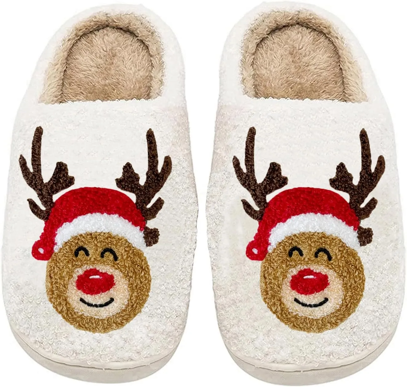 Women Men Cute Cartoon Christmas Slippers Winter Plush Funny Slippers Comfy Warm Furry House Shoes