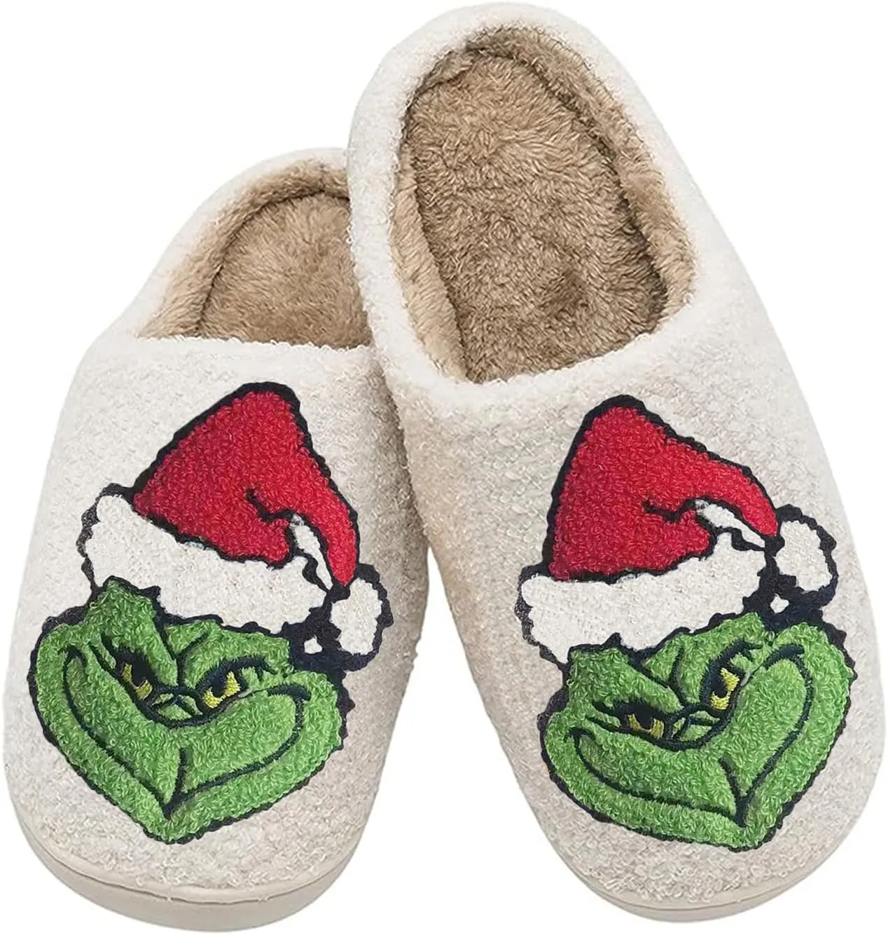 Women Men Cute Cartoon Christmas Slippers Winter Plush Funny Slippers Comfy Warm Furry House Shoes