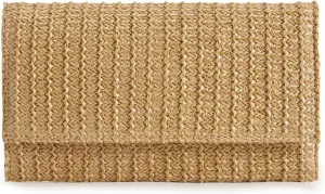 Women Straw Beach Clutch Purse Handbag Summer Elegant Vacation Style Shoulder Bag Crossbody Bag