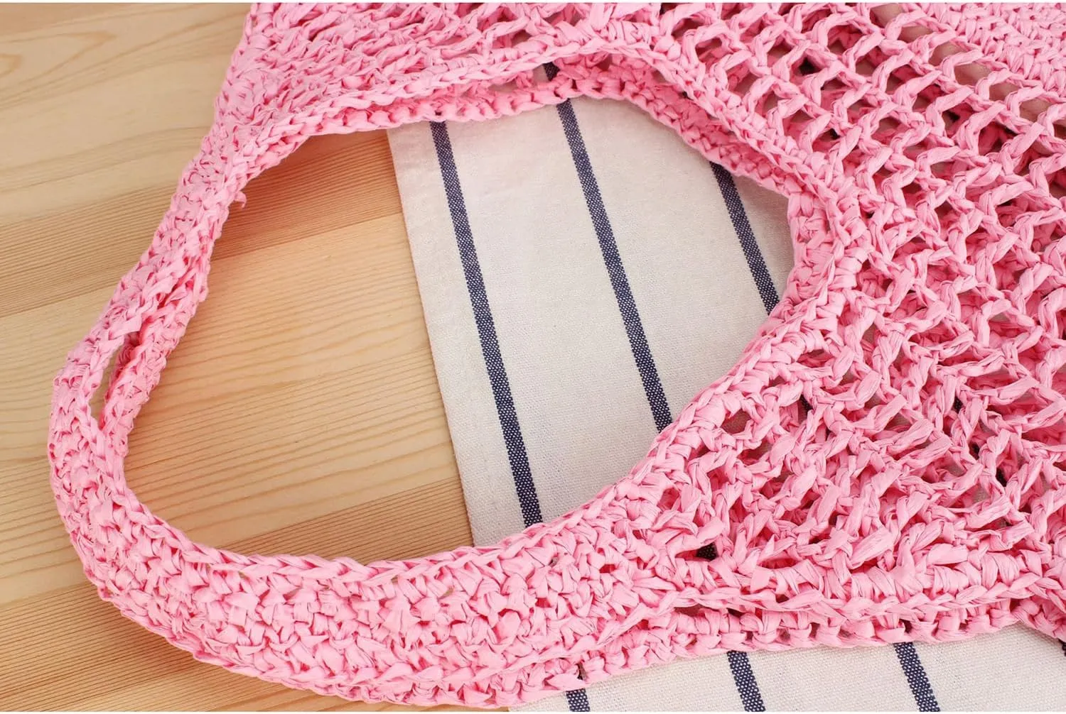 Women Straw Woven Tote Bag, Mesh Hollow Woven Beach Bag, Large Travel Shoulder Handbags Hobo Bag