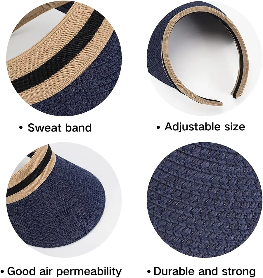 Women Summer Sun Hat Lady's Portable Beach Visor Bowknot Straw Hat