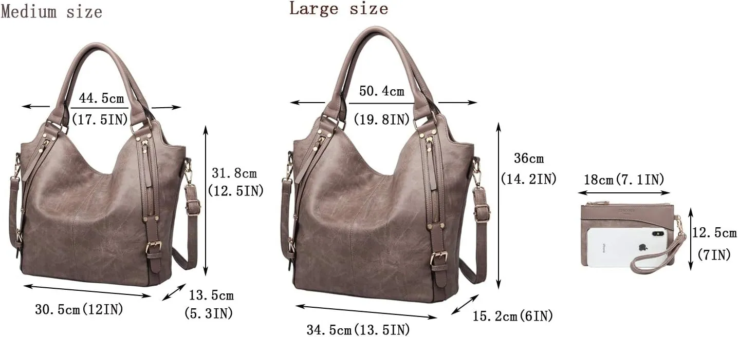 Women Tote Bag Handbags PU Leather Fashion Hobo Shoulder Bags with Adjustable Shoulder Strap
