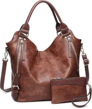 Women Tote Bag Handbags PU Leather Fashion Hobo Shoulder Bags with Adjustable Shoulder Strap