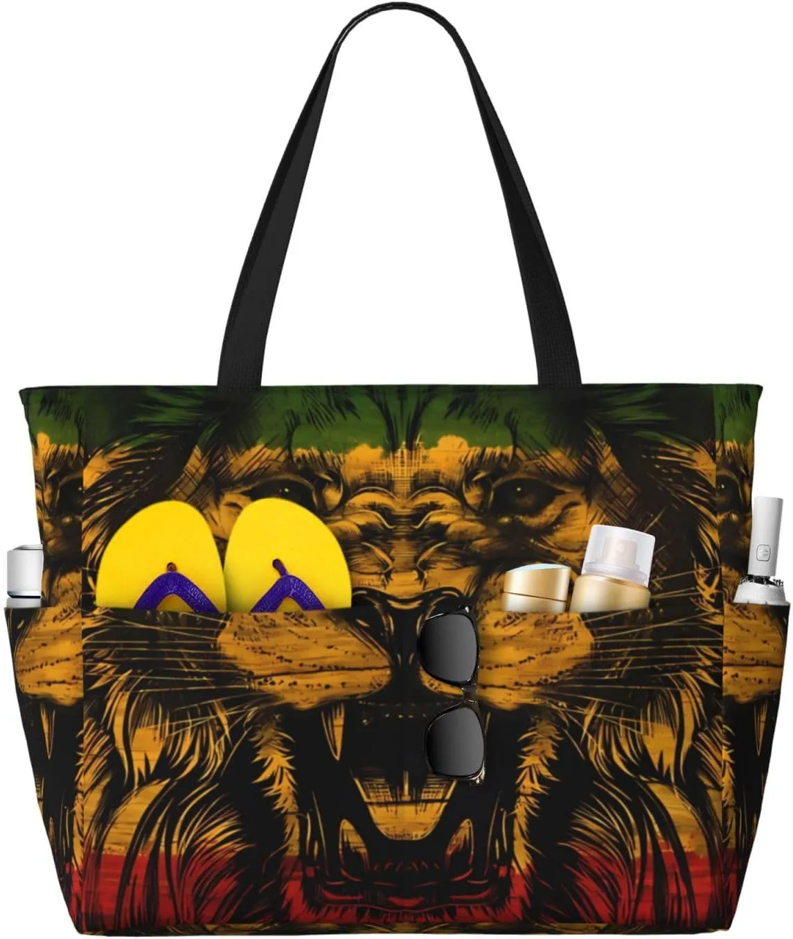 Women's Beach Travel Bags Large Waterproof Tote Bag with Pockets Sandproof Handbag for Beach Gym Vacation