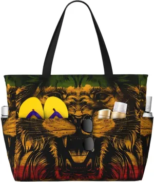 Women's Beach Travel Bags Large Waterproof Tote Bag with Pockets Sandproof Handbag for Beach Gym Vacation