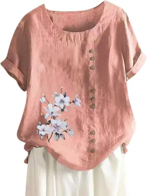 Womens Button Down Shirt Cotton and Slub Long Sleeve Pocket Button Tee Casual Popular Blouse Tops(S 3XL) Womens Top
