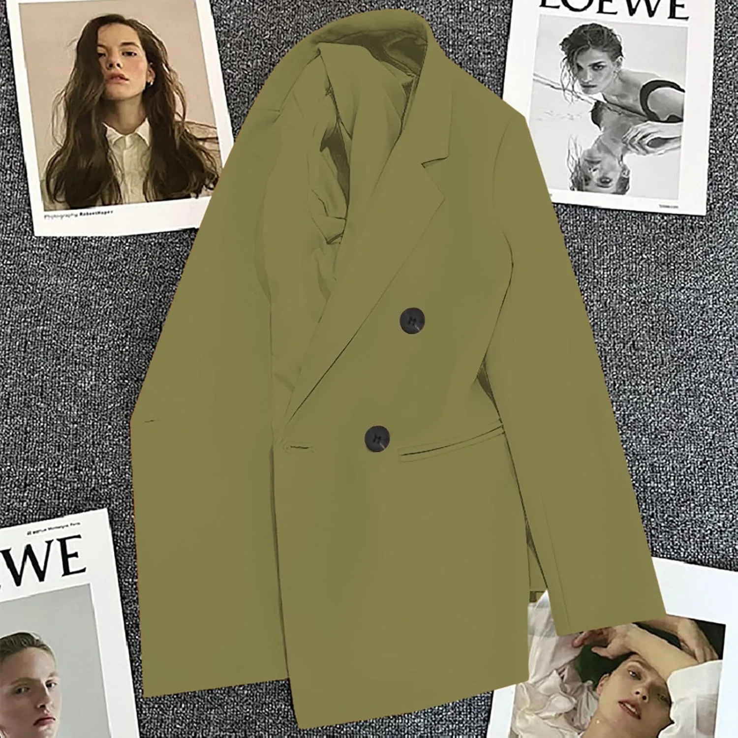 Womens Casual Long Sleeve Blazers Fall Trendy Lapel Button Jackets Casual Solid Color Open Front Work Office Jackets