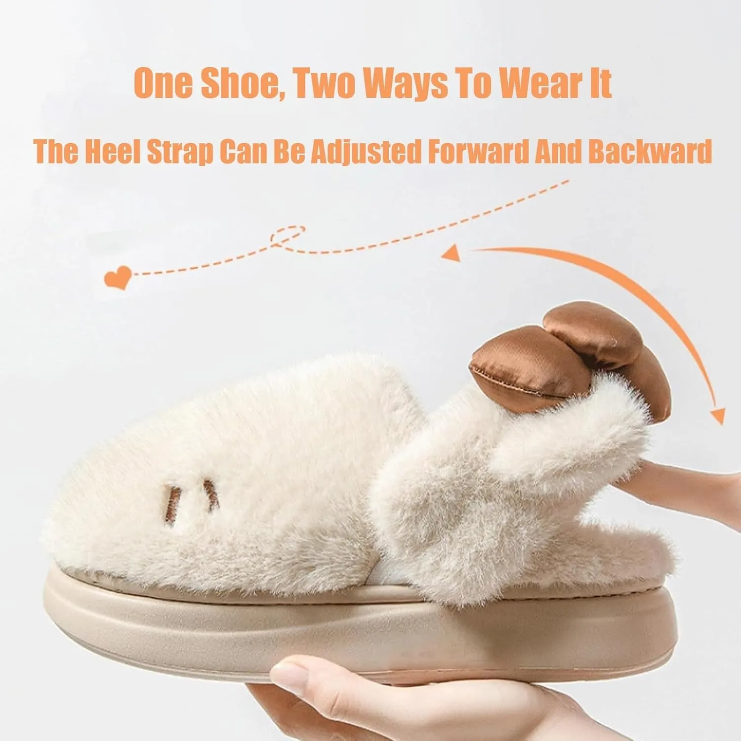 Women's Cute Cartoon Embroidery Bow Decor Plush Slippers,Adorable Fuzzy Cozy Cat Plush Slipper，Fuzzy Cozy Dual-Wear Design.