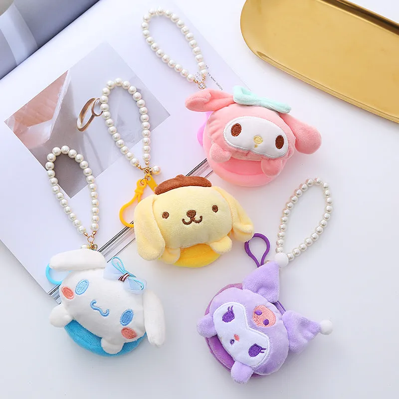 Women's Cute Circle Creative Plush Charm Certificate Coin Purses