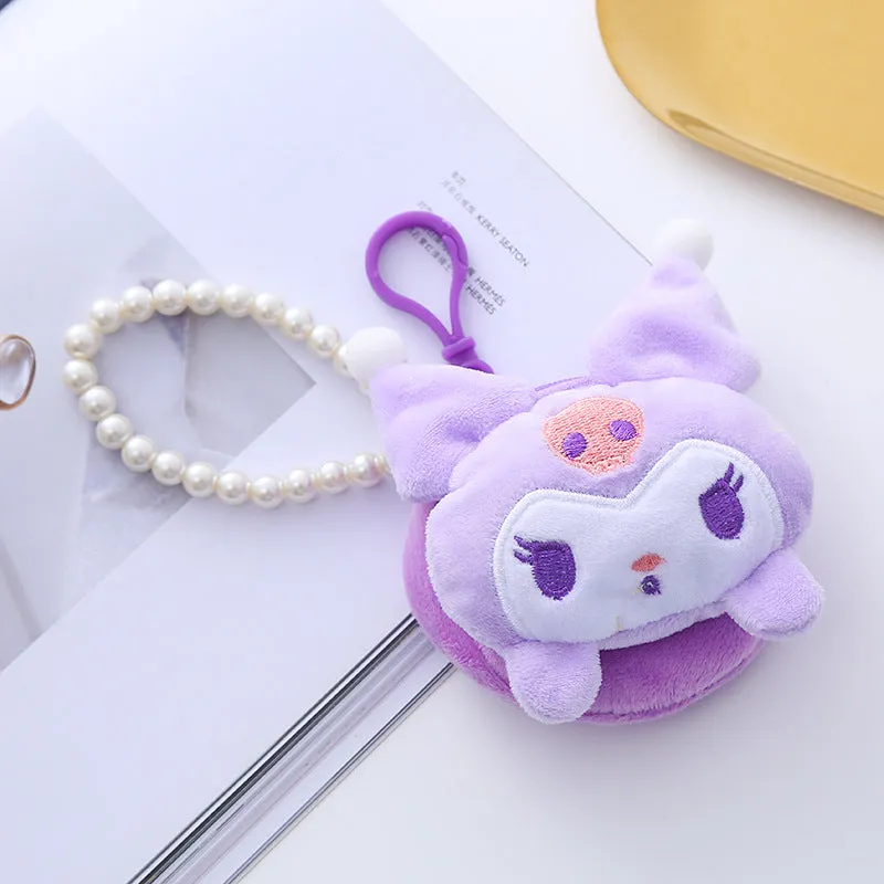 Women's Cute Circle Creative Plush Charm Certificate Coin Purses