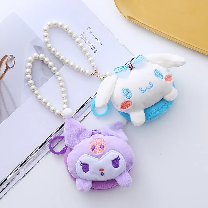 Women's Cute Circle Creative Plush Charm Certificate Coin Purses