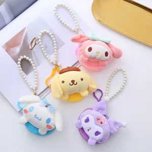 Women's Cute Circle Creative Plush Charm Certificate Coin Purses