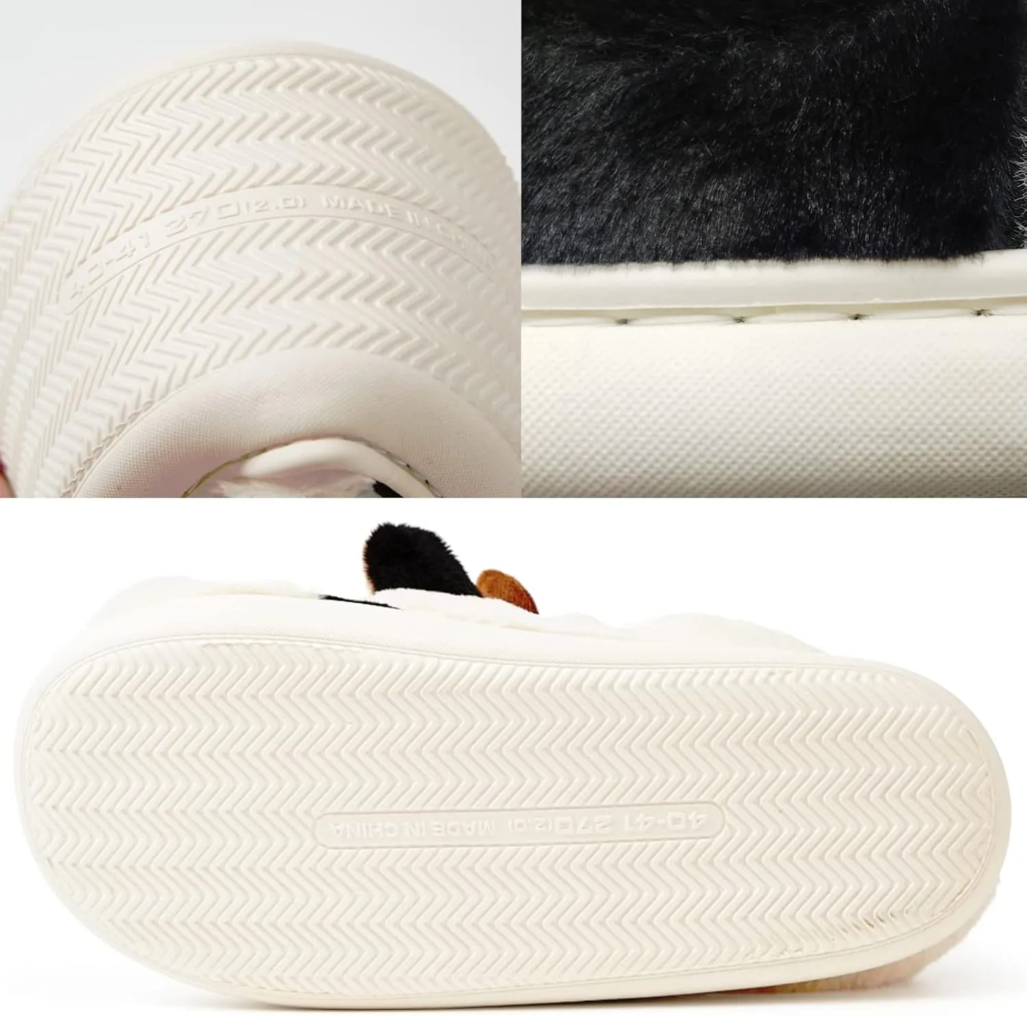 Women's Cute Cow Plush Slippers, Fuzzy Warm Animal Indoor/Outdoor Slides