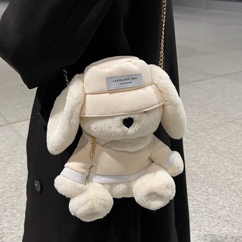 Women's Cute Rabbit Ears Plush Furry Trendy Crossbody Bags