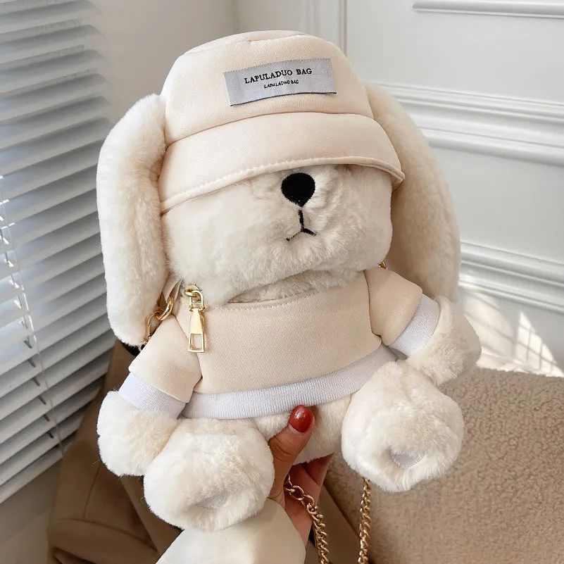 Women's Cute Rabbit Ears Plush Furry Trendy Crossbody Bags