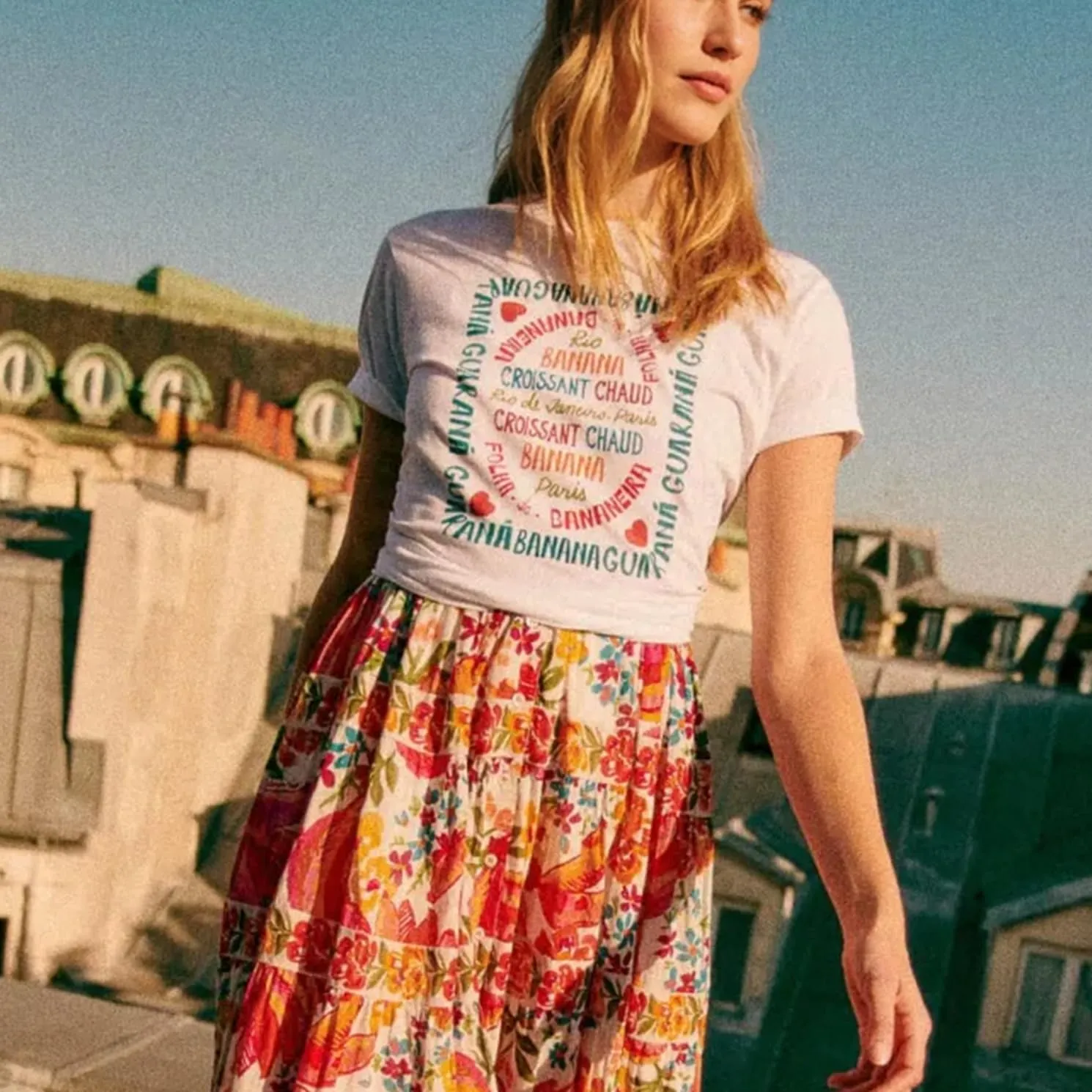 Womens Floral T Shirts Casual Boho Summer Tee Short Sleeve Oversized Beach Outfits Matching Wrap Mini Skirt