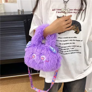 Women's Heart Cartoon Monster Cute Veet Cell Shoulder Bags