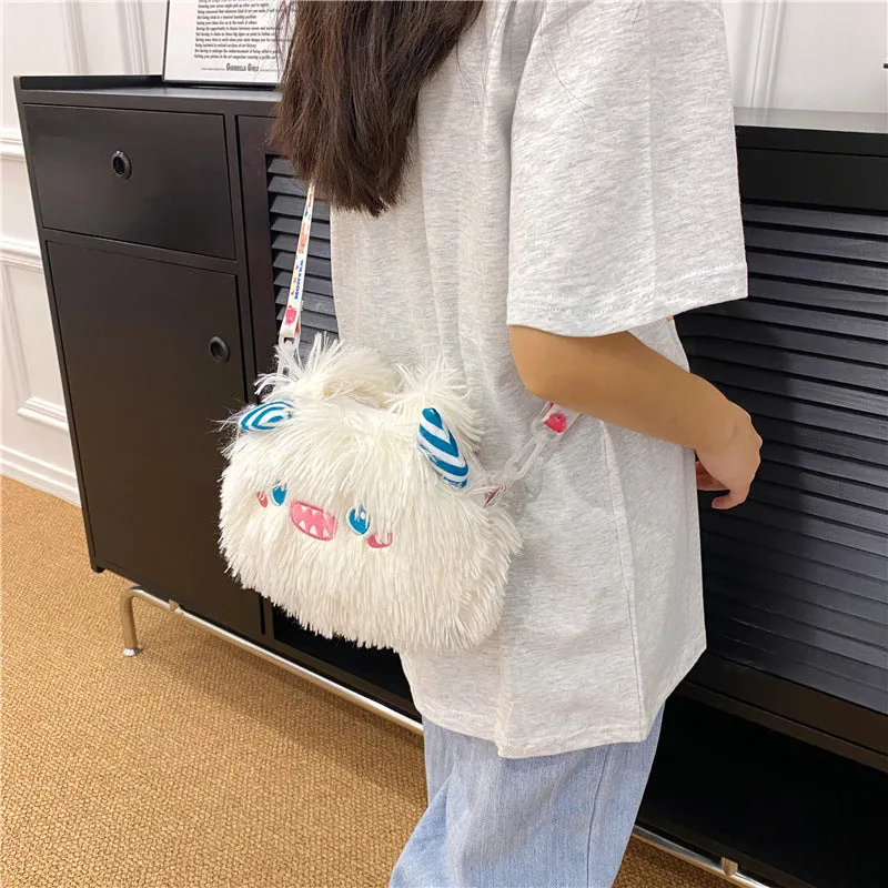 Women's Heart Cartoon Monster Cute Veet Cell Shoulder Bags
