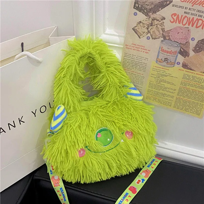 Women's Heart Cartoon Monster Cute Veet Cell Shoulder Bags