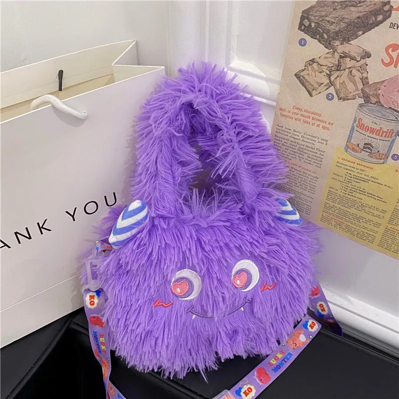 Women's Heart Cartoon Monster Cute Veet Cell Shoulder Bags