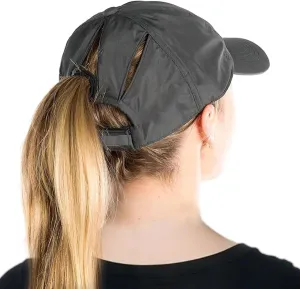Women's High Ponytail Messy Bun Packable Unstructured Baseball Cap Oversized L XL XXL UV 50 Sun Running Hat