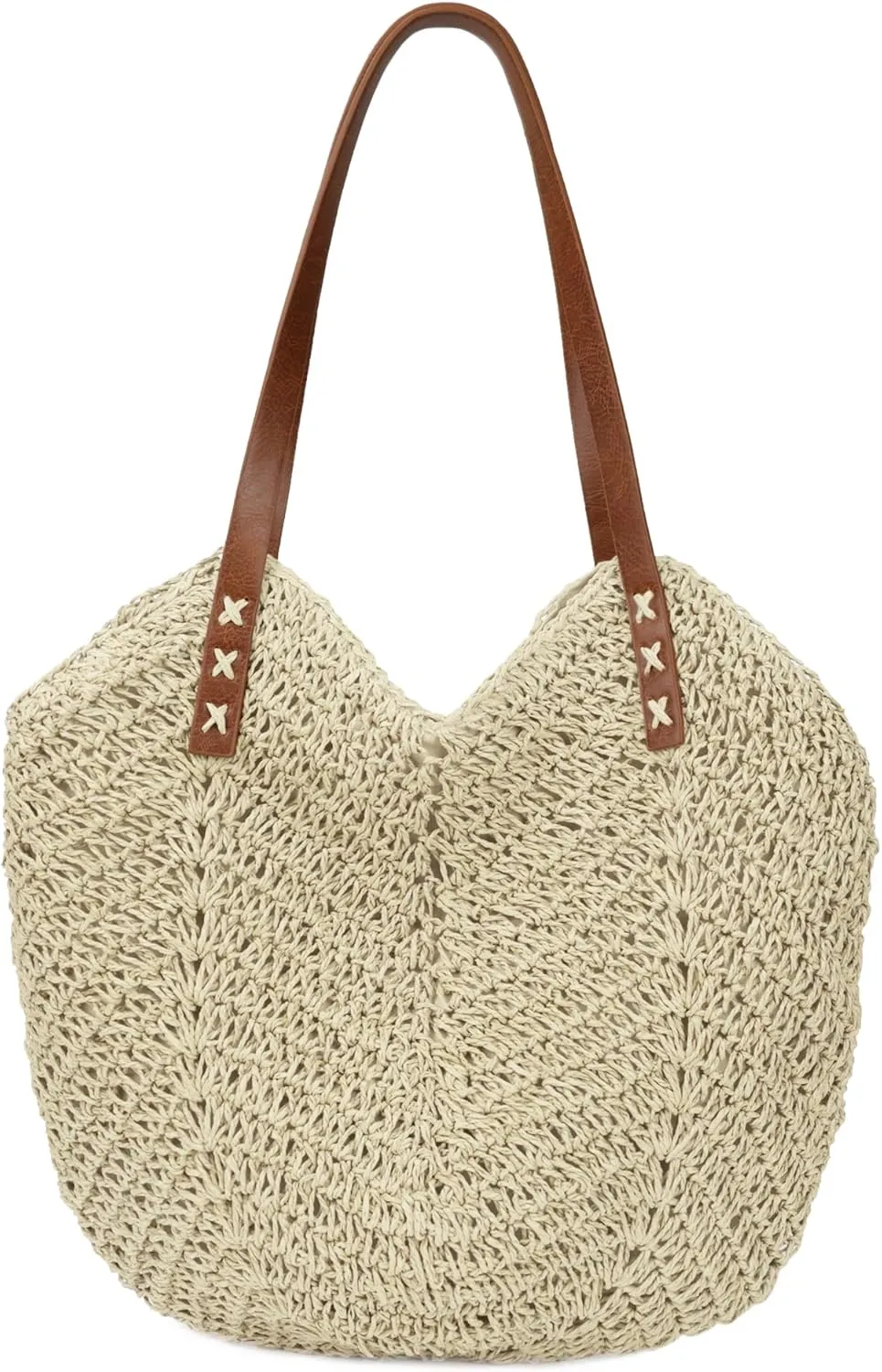 Womens Large Straw Tote Bag Handmade Woven Beach Shoulder Bag Top Handle Purse for Summer