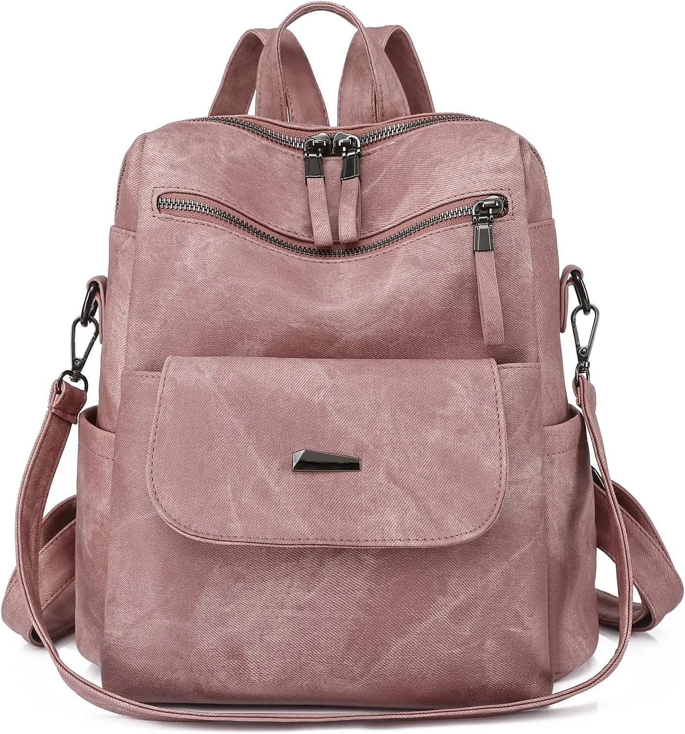 Women's Leather Fashion Backpack Purse Anti-theft Ladies Casual Handbag Convertible Multipurpose Travel Bag Pink