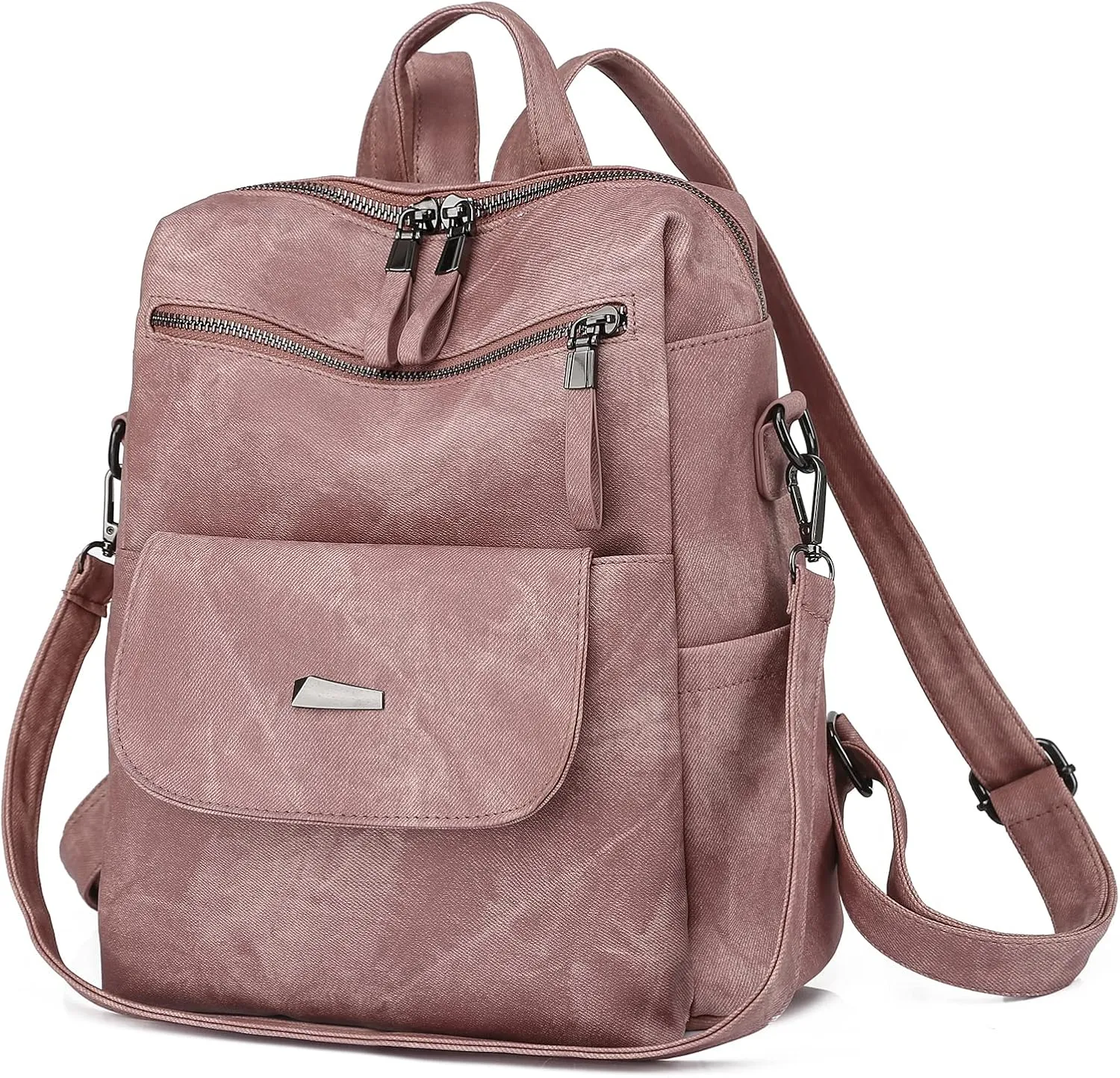 Women's Leather Fashion Backpack Purse Anti-theft Ladies Casual Handbag Convertible Multipurpose Travel Bag Pink