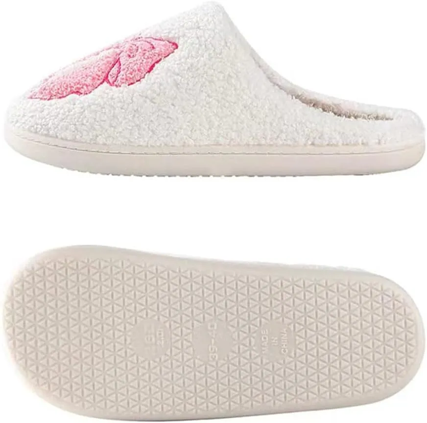 Womens Mens Cute Flowers Slippers Retro Memory Foam Cartoon Comfort Slippers Fuzzy Warm Plush Couple House Shoes