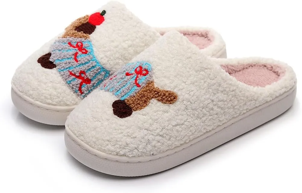 Womens Mens Dachshund Slippers Cute Dog Cartoon Bow Slippers Fuzzy Warm Plush Couple House Shoes