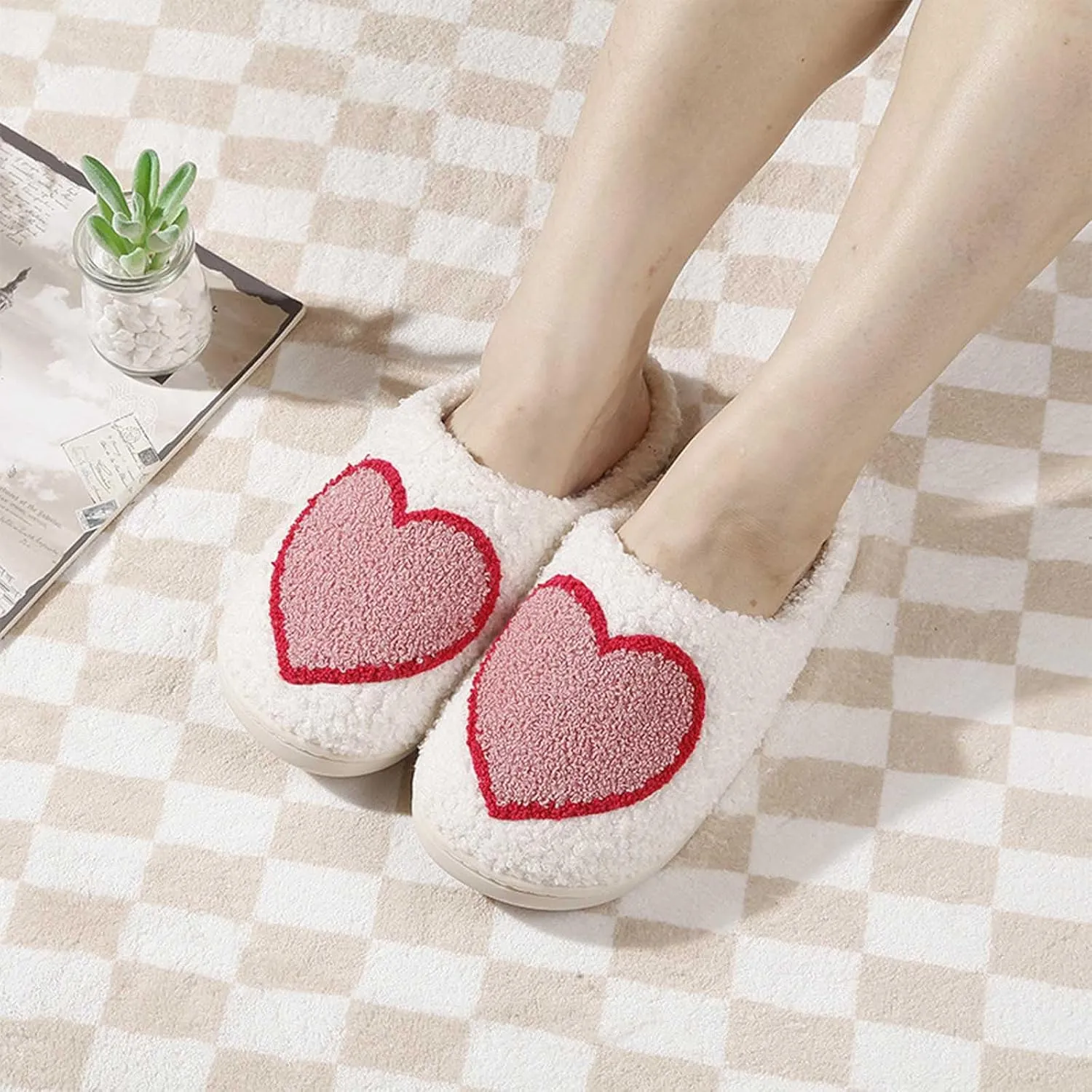 Womens Mens Slippers Retro Memory Foam Cute Cartoon Plush Fluffy Warm Fur Lined slippers Indoor House Home Winter Shoes