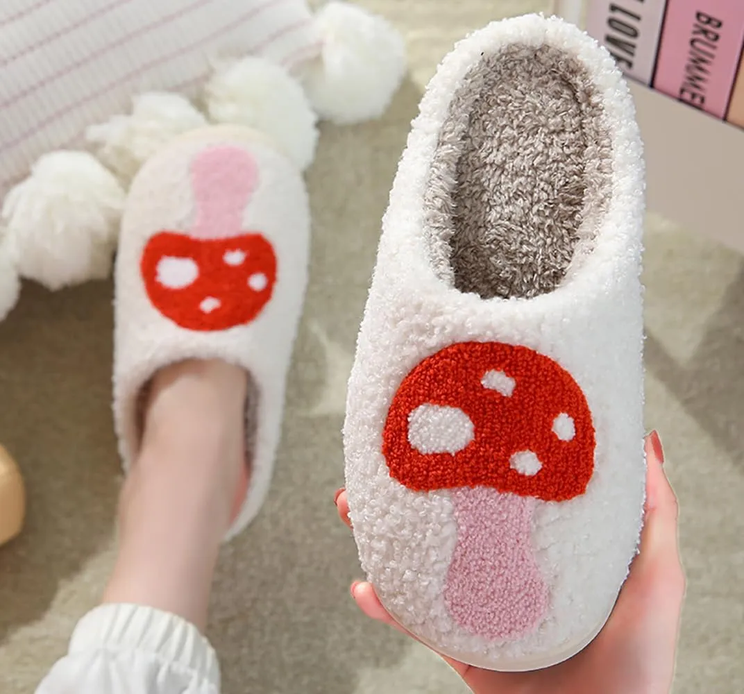 Womens Mens Slippers Retro Memory Foam Cute Cartoon Plush Fluffy Warm Fur Lined slippers Indoor House Home Winter Shoes
