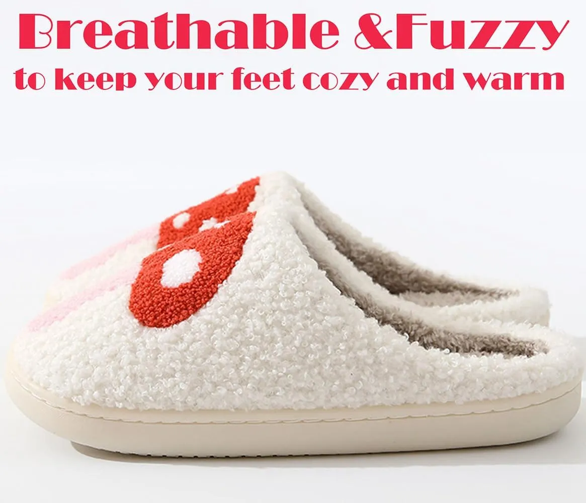 Womens Mens Slippers Retro Memory Foam Cute Cartoon Plush Fluffy Warm Fur Lined slippers Indoor House Home Winter Shoes