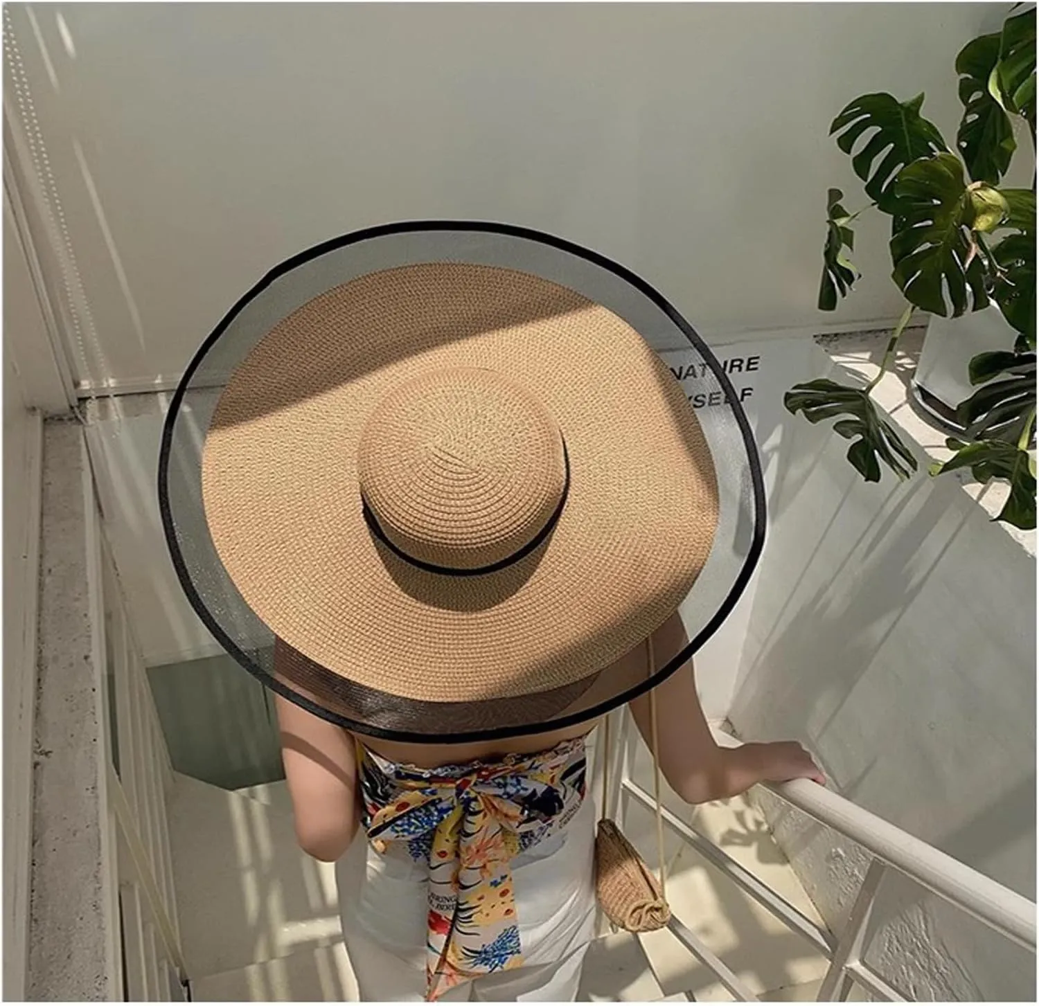 Womens Mens Wide Brim Straw Panama Hat Beach Sun Hat Summer Wide Brim Straw Roll up Hat Fisherman's UPF 50
