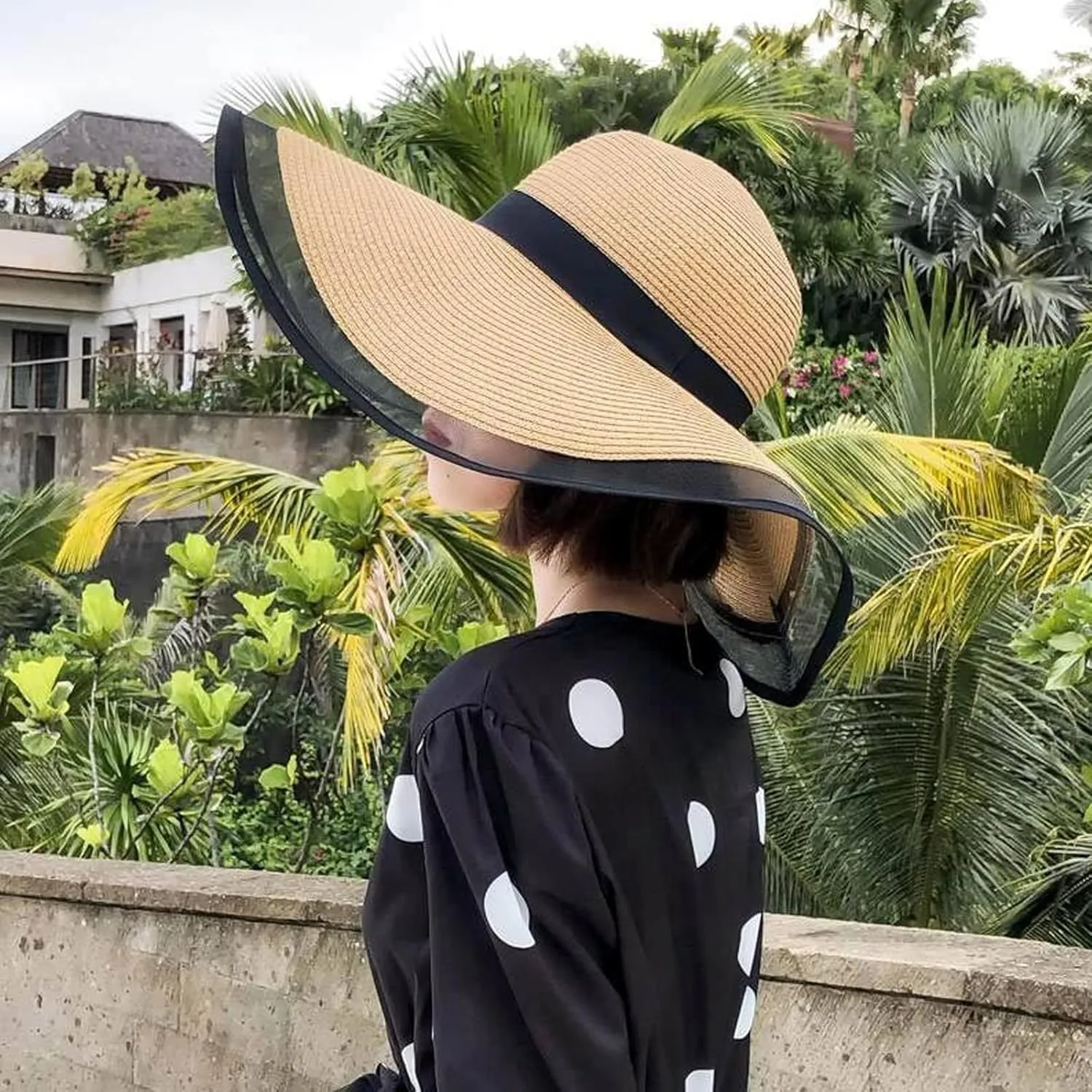 Womens Mens Wide Brim Straw Panama Hat Beach Sun Hat Summer Wide Brim Straw Roll up Hat Fisherman's UPF 50