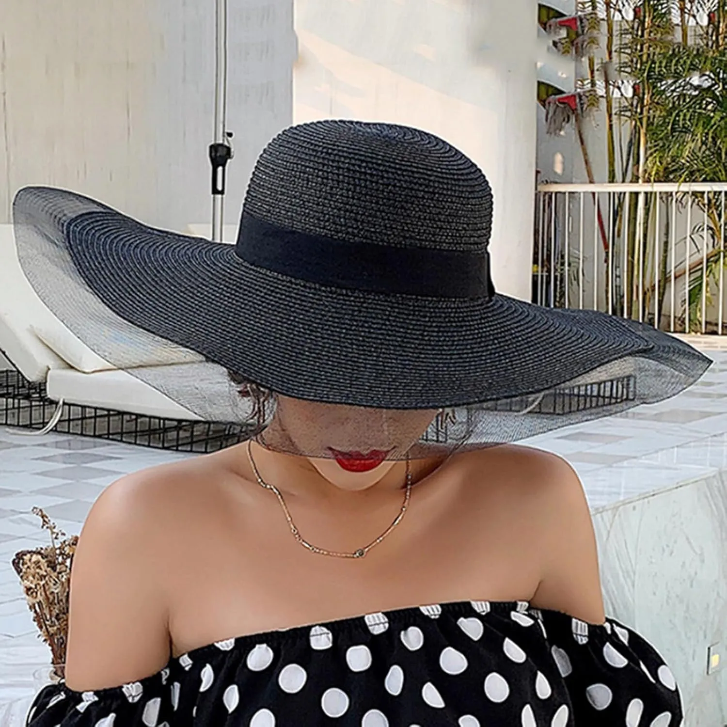 Womens Mens Wide Brim Straw Panama Hat Beach Sun Hat Summer Wide Brim Straw Roll up Hat Fisherman's UPF 50