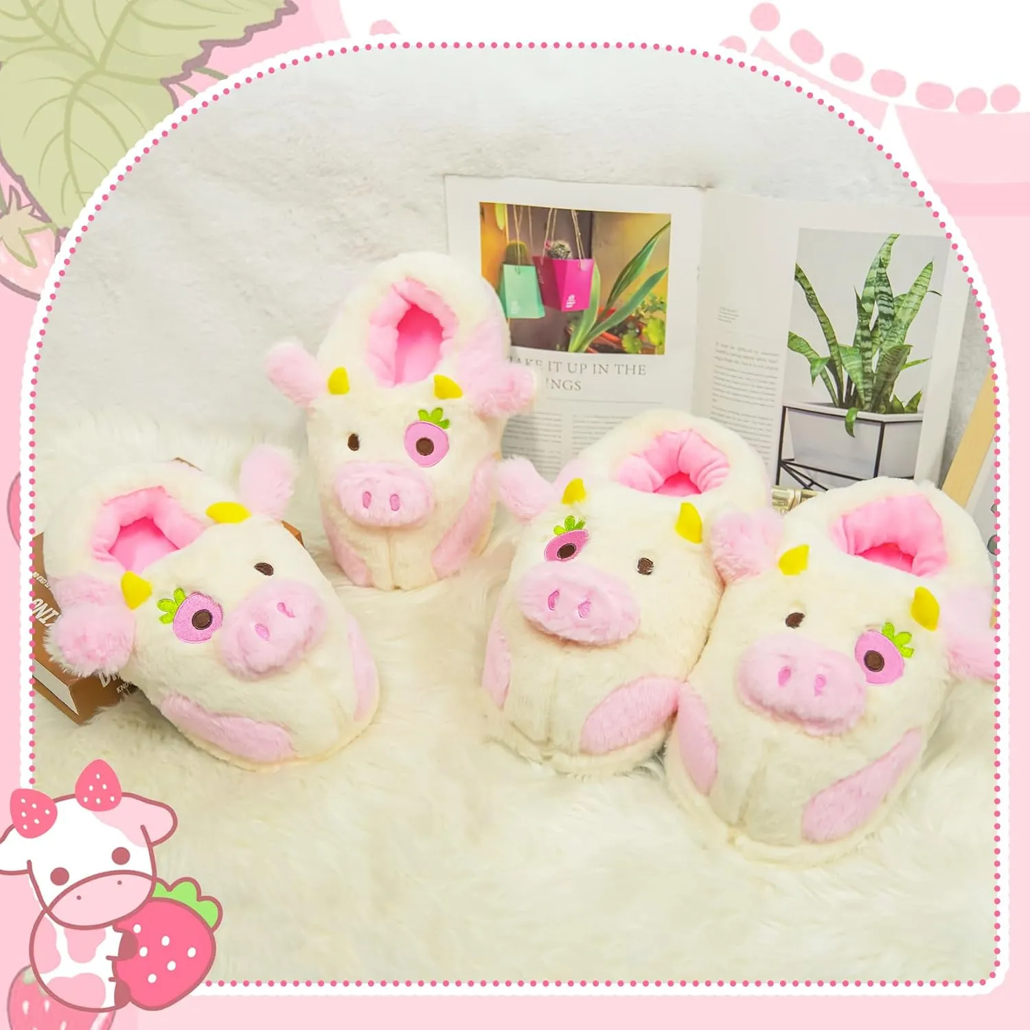 Women's Plush Animal Slippers - Funny Winter Cartoon Indoor Slippers, Warm for Women Men