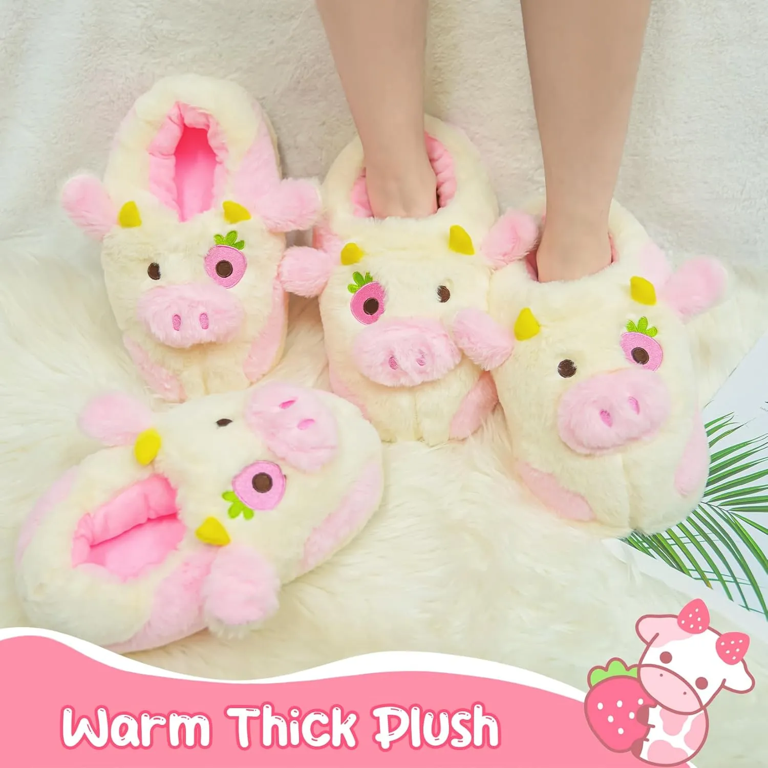 Women's Plush Animal Slippers - Funny Winter Cartoon Indoor Slippers, Warm for Women Men