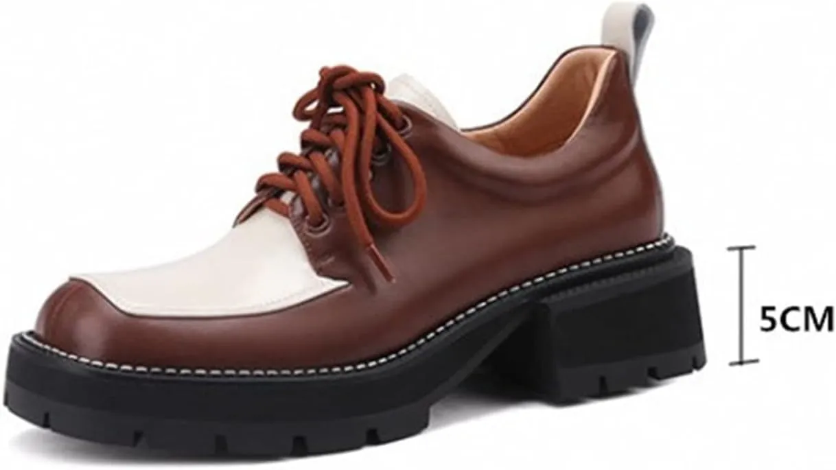 Womens Shoes Women Split Leather Shoes Office Lady Daily Lace Up Square Toe Pumps Plus