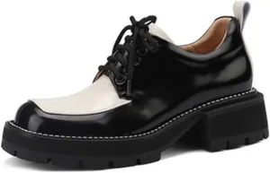 Womens Shoes Women Split Leather Shoes Office Lady Daily Lace Up Square Toe Pumps Plus