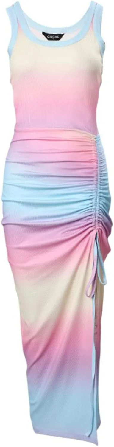 Women's Sleeveless Split Midi Dresses Regular Fit Boho Print Dresses Fashion Casual Summer Sundress