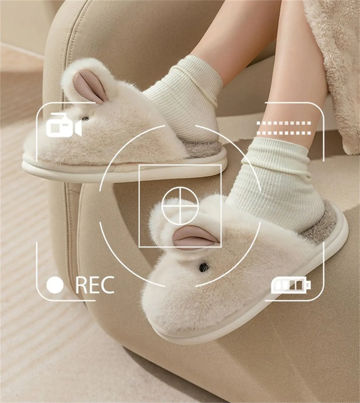 Women's Slippers Rabbit Slippers Cartoon Animal Plush Slippers Thickened PVC Sole Are Suitable for Indoor Home Cotton Slippers, MIR-2424-1