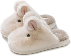 Women's Slippers Rabbit Slippers Cartoon Animal Plush Slippers Thickened PVC Sole Are Suitable for Indoor Home Cotton Slippers, MIR-2424-1