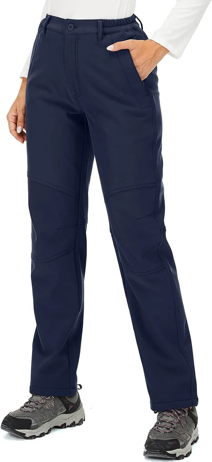 Womens Snow Pants Hiking Winter Fleece Waterproof Windproof Lined Soft Shell Insulated Outdoor Camping Travel ski Pants 5022,Blue,3X-Large